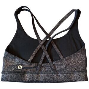 NWOT Lululemon Energy Bra Luminosity Foil Print Black Silver Size 4